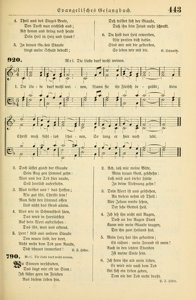 Evangelisches Gesangbuch mit vierstimmigen Melodien: für den öffentlichen und häuslichen Gottesdienst page 443