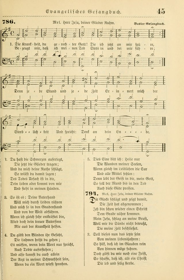 Evangelisches Gesangbuch mit vierstimmigen Melodien: für den öffentlichen und häuslichen Gottesdienst page 45