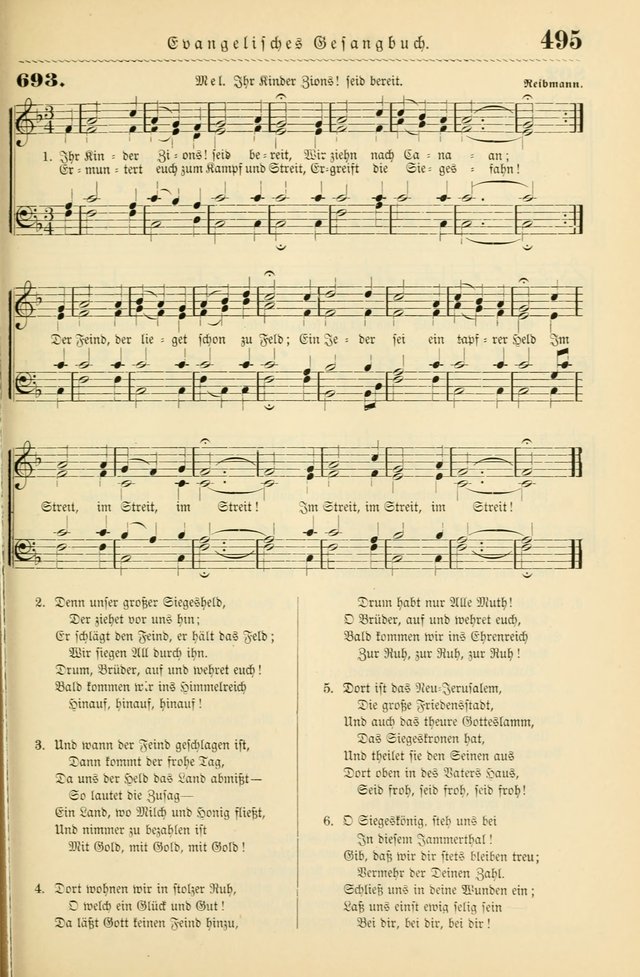 Evangelisches Gesangbuch mit vierstimmigen Melodien: für den öffentlichen und häuslichen Gottesdienst page 495
