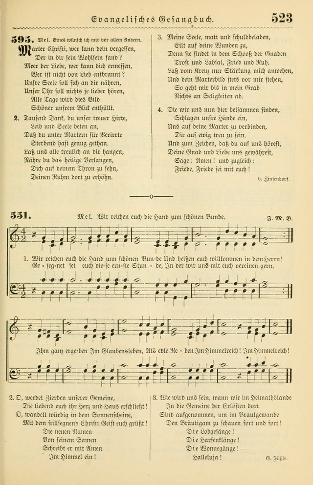 Evangelisches Gesangbuch mit vierstimmigen Melodien: für den öffentlichen und häuslichen Gottesdienst page 523