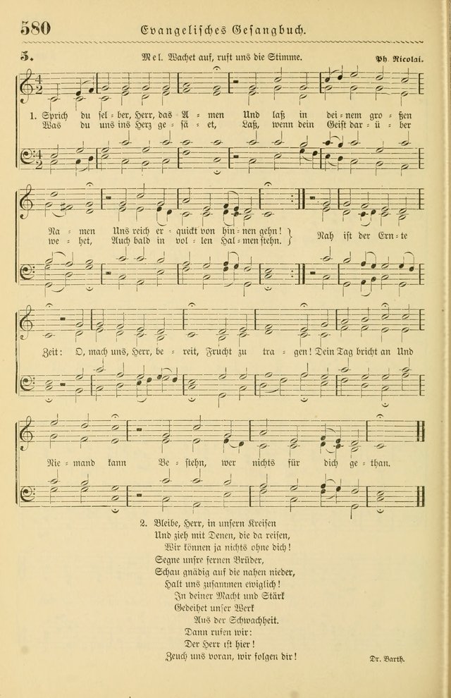 Evangelisches Gesangbuch mit vierstimmigen Melodien: für den öffentlichen und häuslichen Gottesdienst page 580