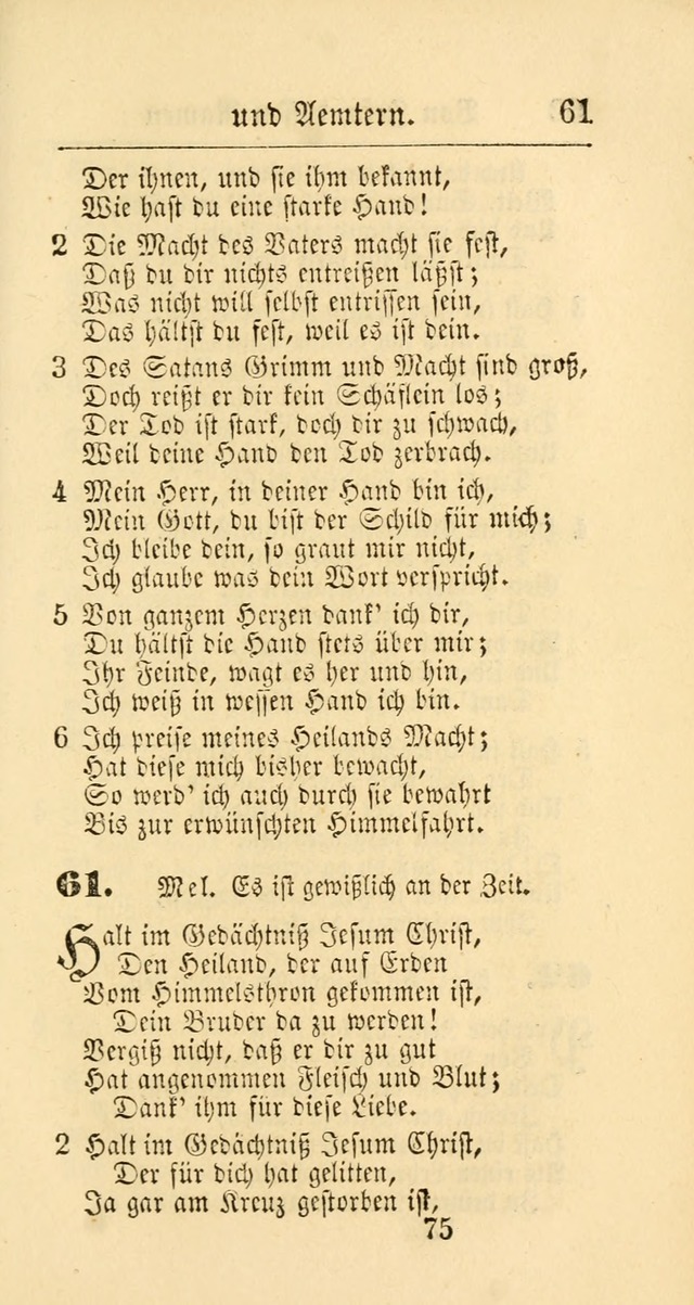 Evangelisches Gesangbuch: oder eine sammlung geistreicher lieder zum gebrauch der Evangelischen Gemeinschaft und aller heilsuchenden seelen page 75