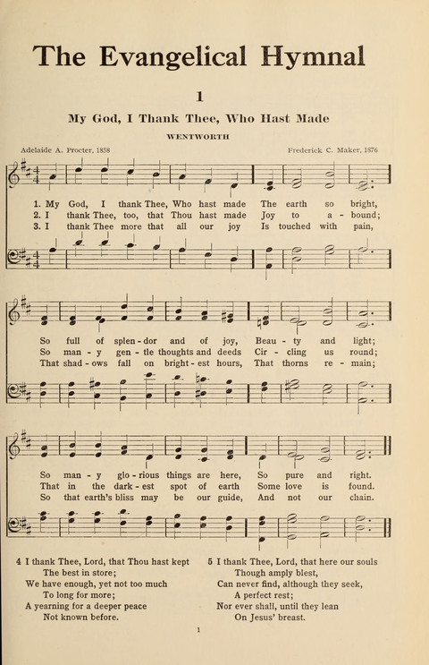The Evangelical Hymnal page 1