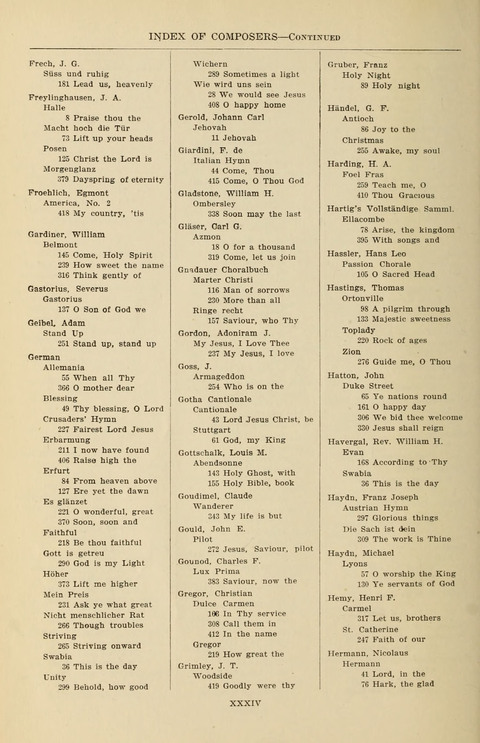 The Evangelical Hymnal page xxxvii