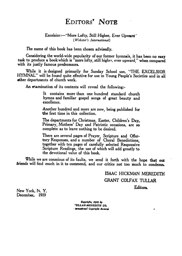 The Excelsior Hymnal page iv
