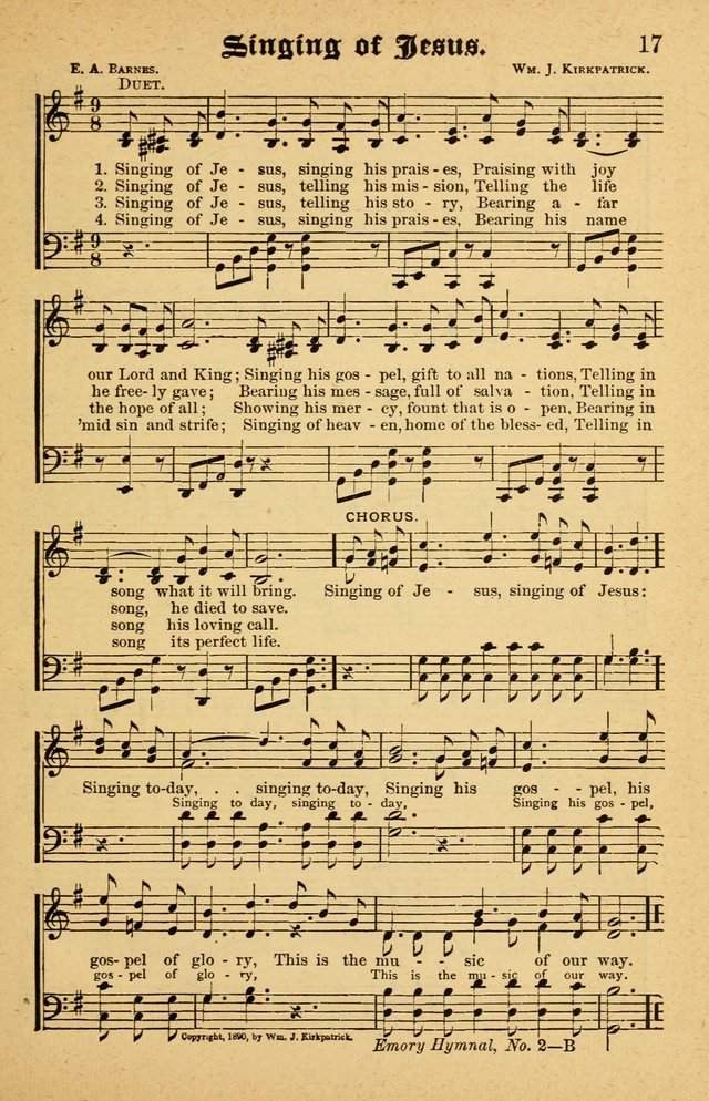 The Emory Hymnal No. 2: sacred hymns and music for use in public worship, Sunday-schools, social meetings and family worship page 17