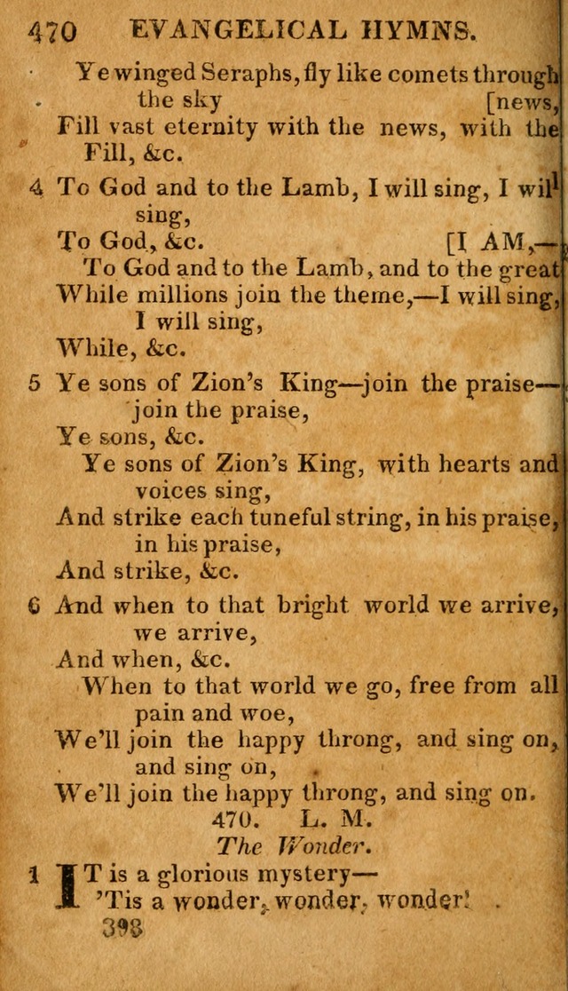 Evangelical Hymns: for private, family, social, and public worship; selected from various authors (3rd ed. enl.) page 398