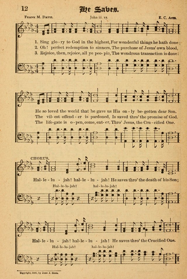 The Emory Hymnal: a collection of sacred hymns and music for use in public worship, Sunday-schools, social meetings and family worship page 12