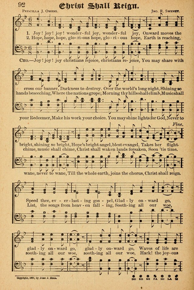 The Emory Hymnal: a collection of sacred hymns and music for use in public worship, Sunday-schools, social meetings and family worship page 92