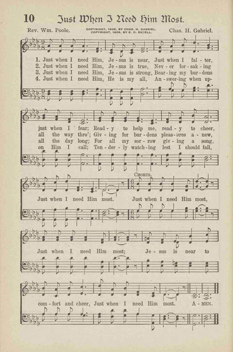 The Excell Hymnal: for the church and Sunday school page 10
