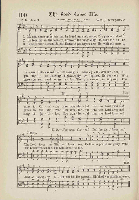 The Excell Hymnal: for the church and Sunday school page 100