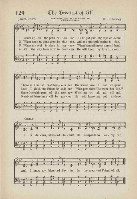 The Excell Hymnal: for the church and Sunday school page 129