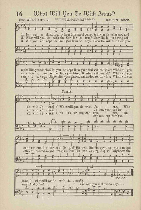 The Excell Hymnal: for the church and Sunday school page 16
