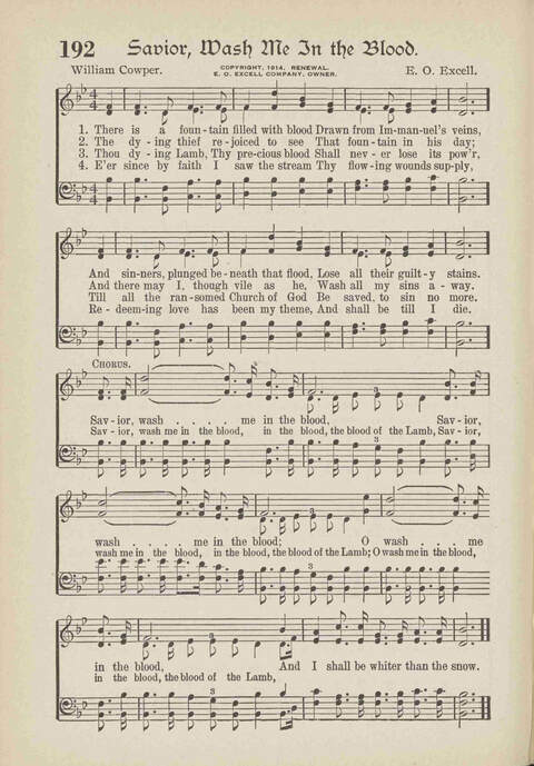 The Excell Hymnal: for the church and Sunday school page 192