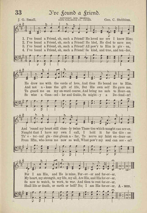 The Excell Hymnal: for the church and Sunday school page 33