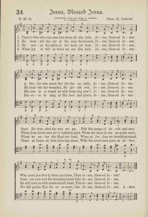 The Excell Hymnal: for the church and Sunday school page 34