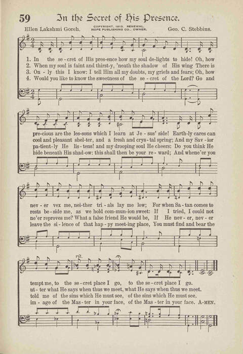 The Excell Hymnal: for the church and Sunday school page 59