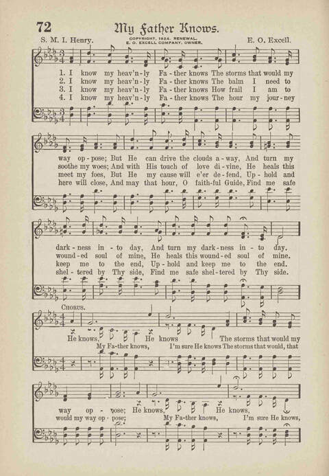 The Excell Hymnal: for the church and Sunday school page 72