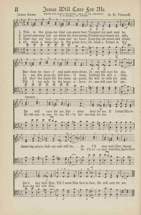 The Excell Hymnal: for the church and Sunday school page 8