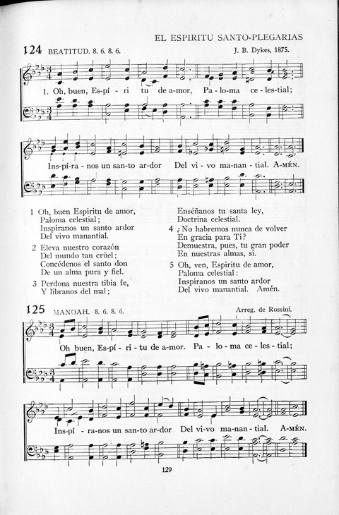 El Himnario para el uso de las Iglesias Evangelicas de Habla Espanola en Todo el Mundo page 129