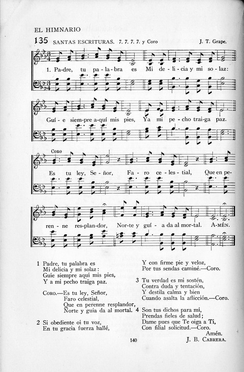 El Himnario para el uso de las Iglesias Evangelicas de Habla Espanola en Todo el Mundo page 140