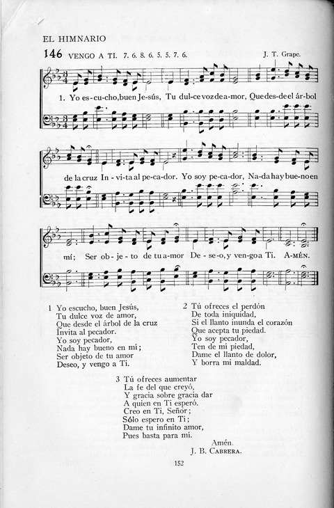 El Himnario para el uso de las Iglesias Evangelicas de Habla Espanola en Todo el Mundo page 152