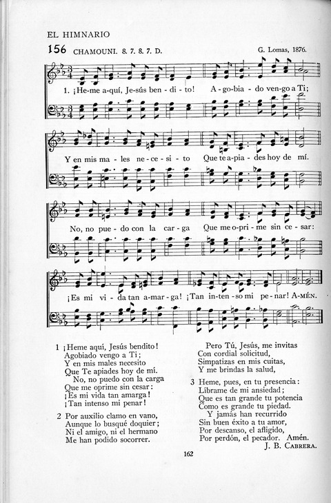 El Himnario para el uso de las Iglesias Evangelicas de Habla Espanola en Todo el Mundo page 162