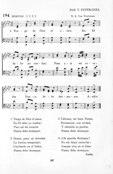 El Himnario para el uso de las Iglesias Evangelicas de Habla Espanola en Todo el Mundo page 207