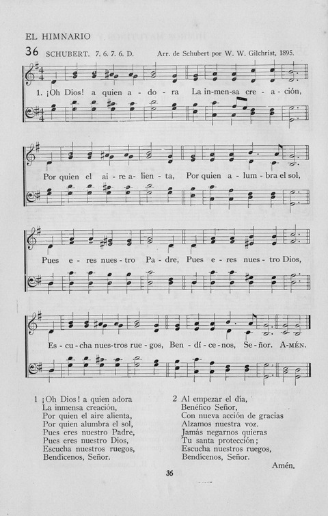 El Himnario para el uso de las Iglesias Evangelicas de Habla Espanola en Todo el Mundo page 36