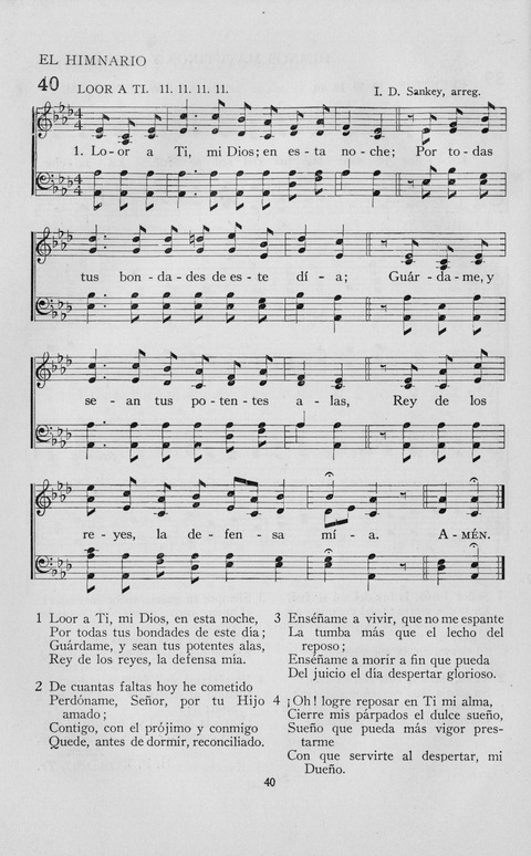 El Himnario para el uso de las Iglesias Evangelicas de Habla Espanola en Todo el Mundo page 40