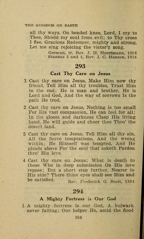 The Evangelical Hymnal. Text edition page 208