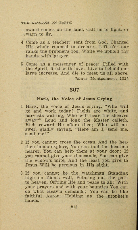 The Evangelical Hymnal. Text edition page 218