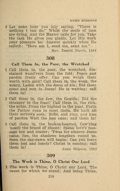 The Evangelical Hymnal. Text edition page 219