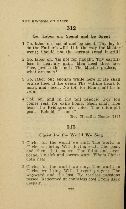The Evangelical Hymnal. Text edition page 222