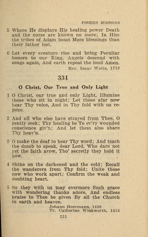 The Evangelical Hymnal. Text edition page 235