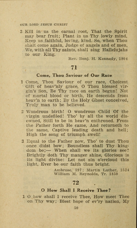 The Evangelical Hymnal. Text edition page 50