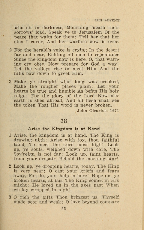 The Evangelical Hymnal. Text edition page 55