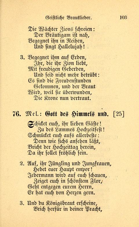 Eine Kleine Lieder-Sammlung: zum Allgemeinen Gebrauch des Wahren Gottes- dienstes, für die Gemeinde Gottes page 103