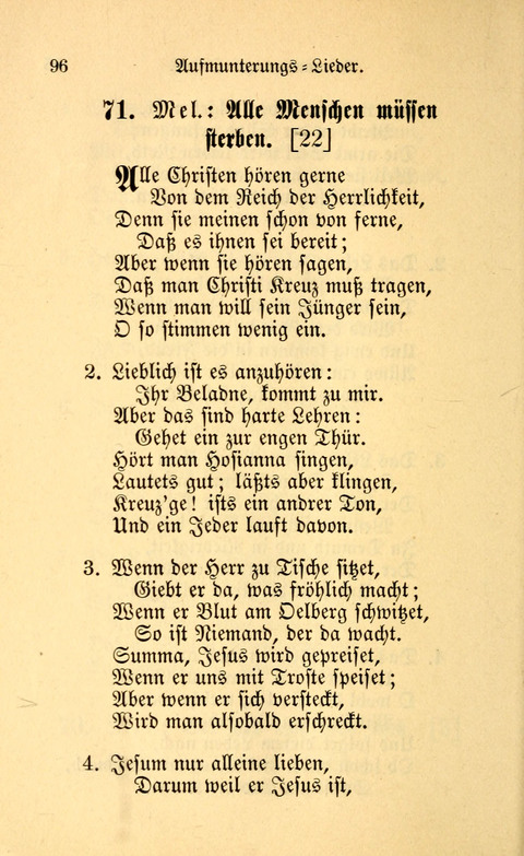 Eine Kleine Lieder-Sammlung: zum Allgemeinen Gebrauch des Wahren Gottes- dienstes, für die Gemeinde Gottes page 96