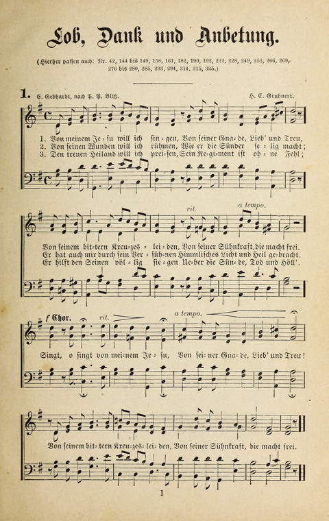 Evangelischer Liederschatz: eine Auswahl der bekanntesten Kernlieder für Sonntags-Schule, Vereine und Gottesdienste (2. Auflage) page 1