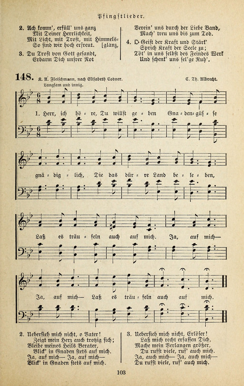 Evangelischer Liederschatz: eine Auswahl der bekanntesten Kernlieder für Sonntags-Schule, Vereine und Gottesdienste (2. Auflage) page 103