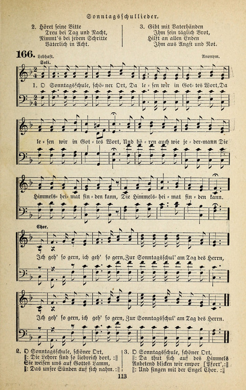 Evangelischer Liederschatz: eine Auswahl der bekanntesten Kernlieder für Sonntags-Schule, Vereine und Gottesdienste (2. Auflage) page 113