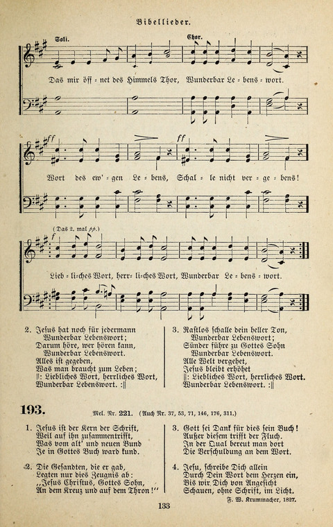 Evangelischer Liederschatz: eine Auswahl der bekanntesten Kernlieder für Sonntags-Schule, Vereine und Gottesdienste (2. Auflage) page 133