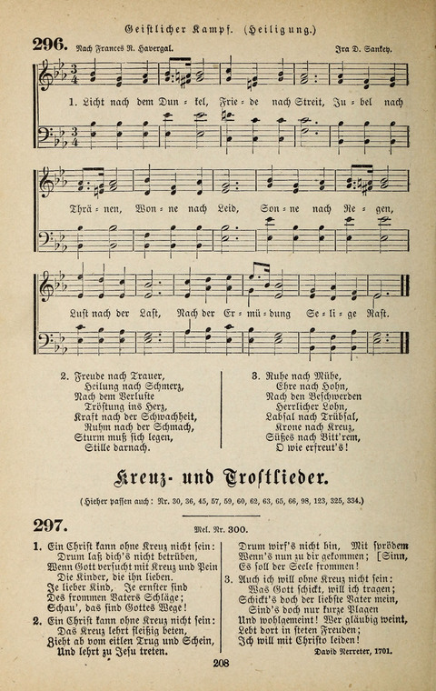 Evangelischer Liederschatz: eine Auswahl der bekanntesten Kernlieder für Sonntags-Schule, Vereine und Gottesdienste (2. Auflage) page 208