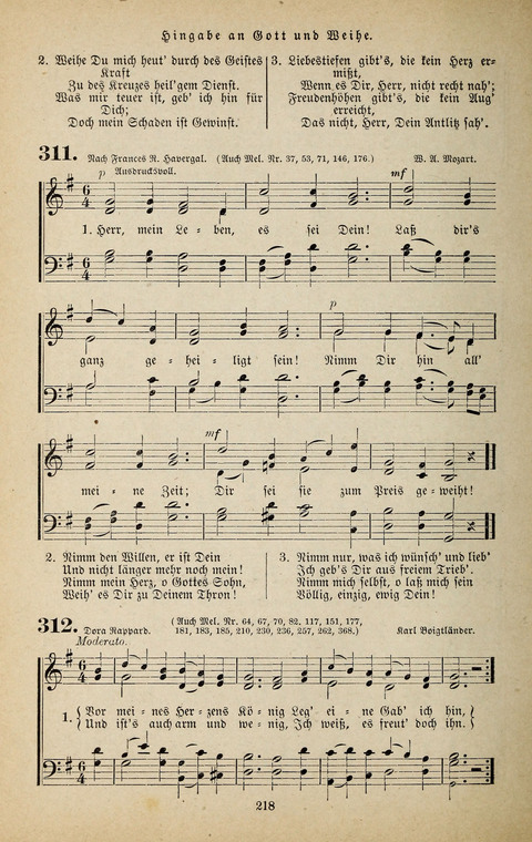 Evangelischer Liederschatz: eine Auswahl der bekanntesten Kernlieder für Sonntags-Schule, Vereine und Gottesdienste (2. Auflage) page 218