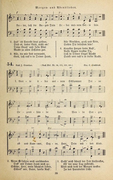 Evangelischer Liederschatz: eine Auswahl der bekanntesten Kernlieder für Sonntags-Schule, Vereine und Gottesdienste (2. Auflage) page 39