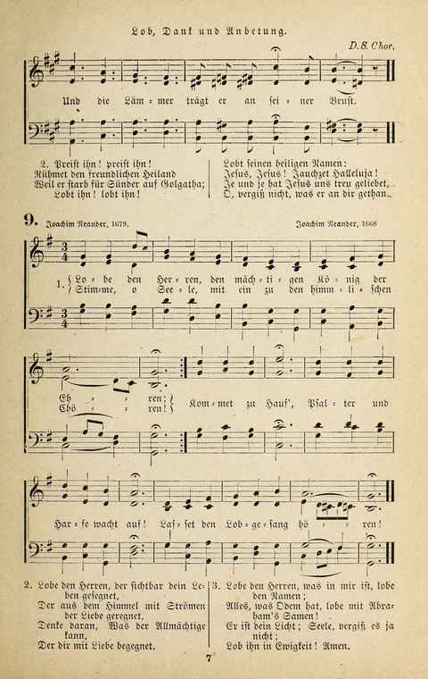 Evangelischer Liederschatz: eine Auswahl der bekanntesten Kernlieder für Sonntags-Schule, Vereine und Gottesdienste (2. Auflage) page 7
