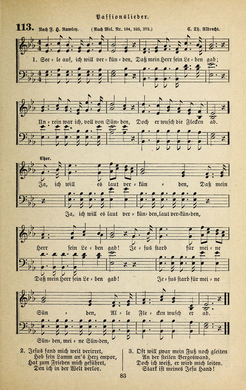 Evangelischer Liederschatz: eine Auswahl der bekanntesten Kernlieder für Sonntags-Schule, Vereine und Gottesdienste (2. Auflage) page 83