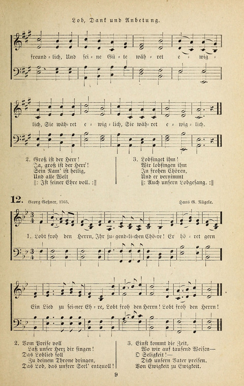 Evangelischer Liederschatz: eine Auswahl der bekanntesten Kernlieder für Sonntags-Schule, Vereine und Gottesdienste (2. Auflage) page 9