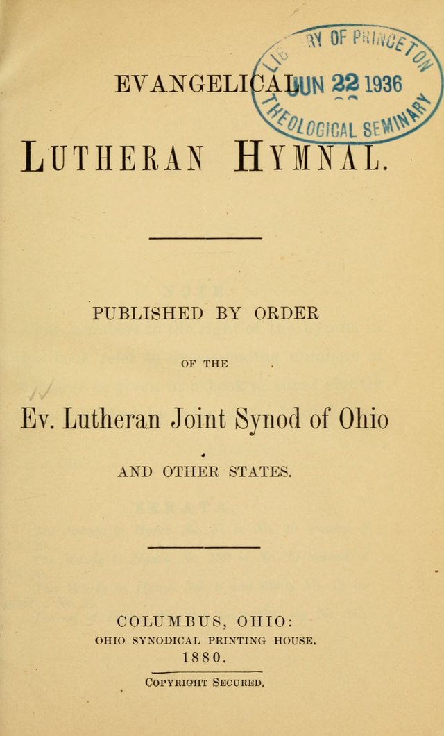 Evangelical Lutheran Hymnal page vii